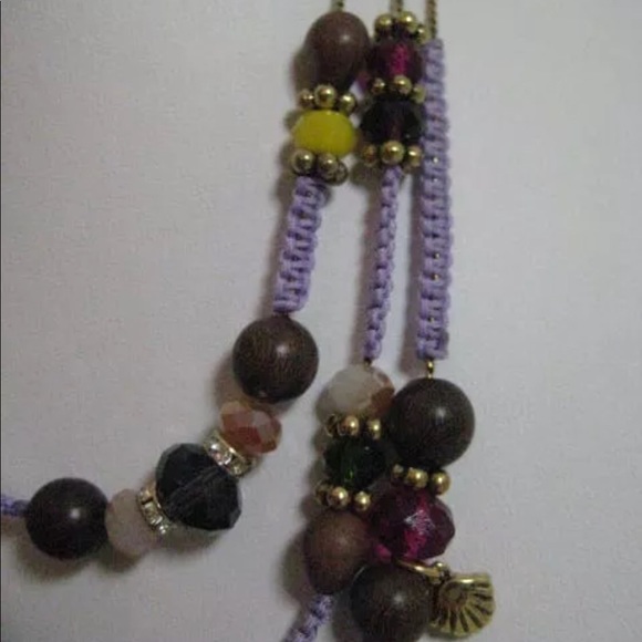 Betsey Johnson Skull Purple Macramé Necklace - Picture 7 of 8